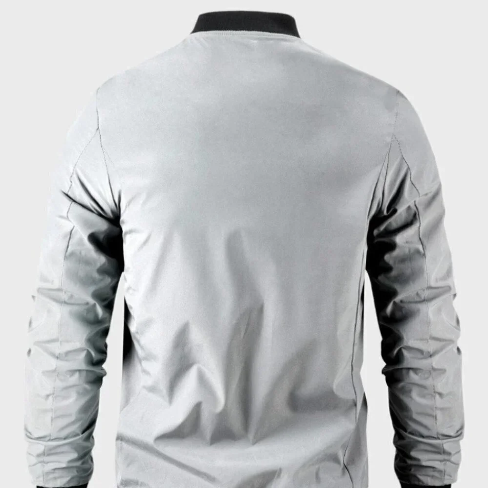 Gray Casual Men's Bomber Jacket
